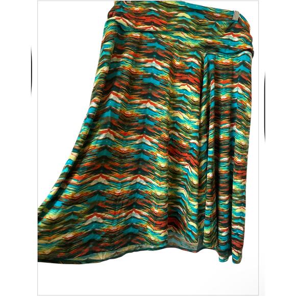 Studio JPR Women’s Green Multi Color Fair Isle A-line Boho skirt Size Large - Picture 2 of 6